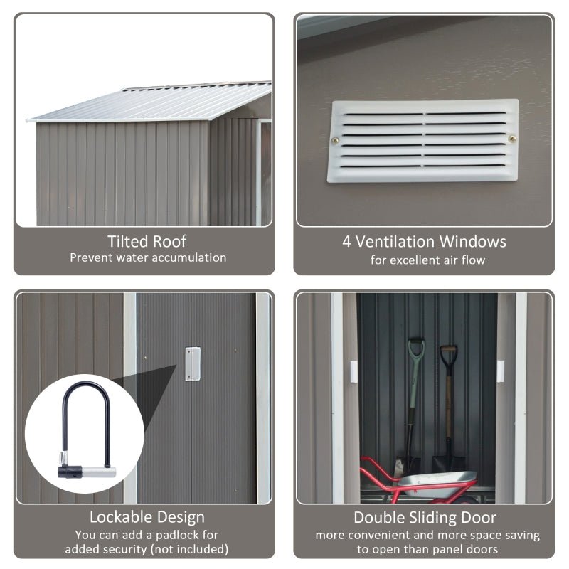 Large Grey Corrugated Metal Shed - Trade Warehouse