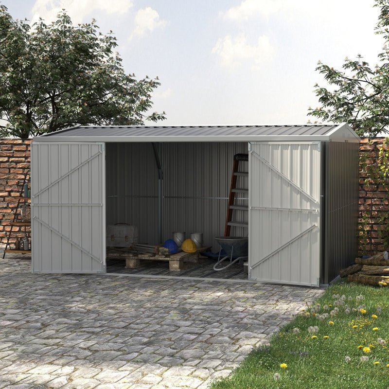 Large Metal Garden Shed - Grey - Trade Warehouse