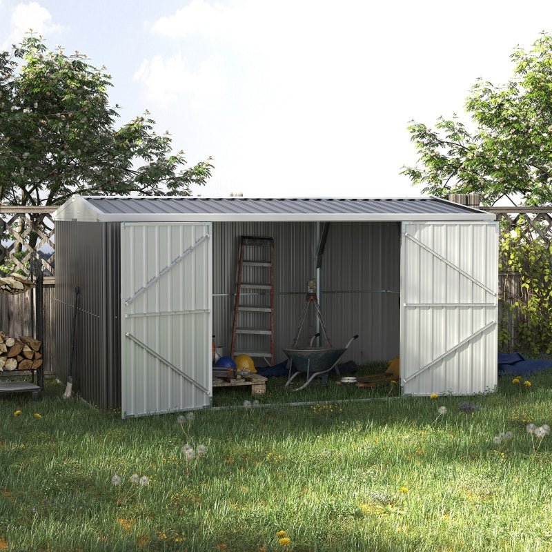 Large Metal Garden Shed - Grey - Trade Warehouse