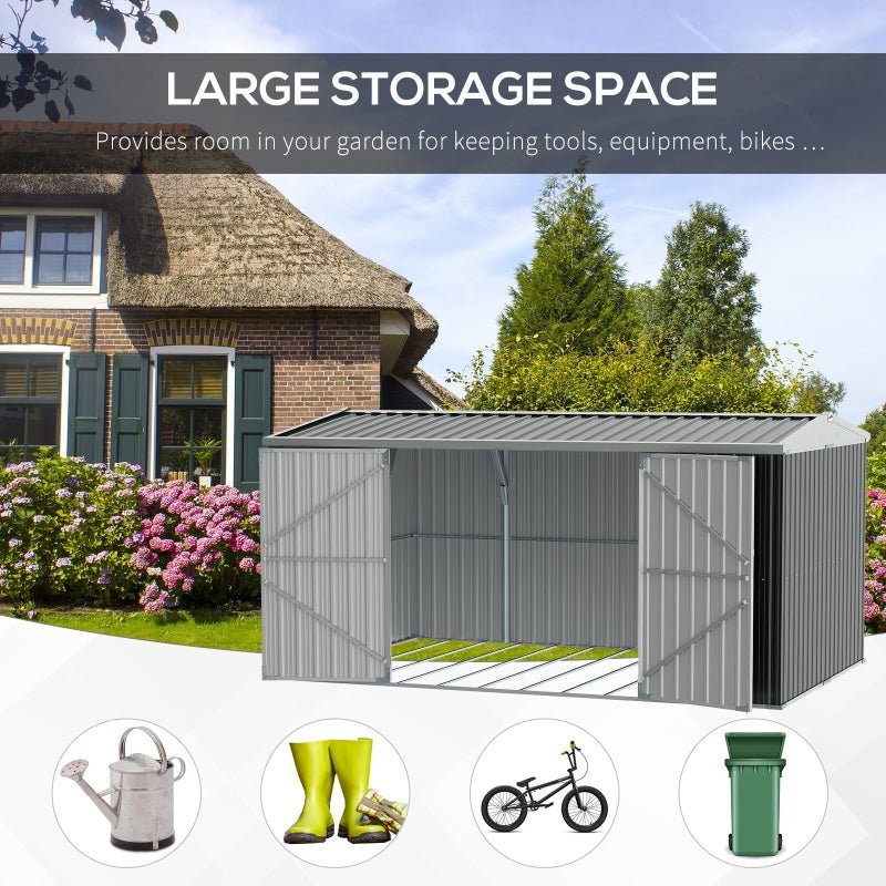 Large Metal Garden Shed - Grey - Trade Warehouse