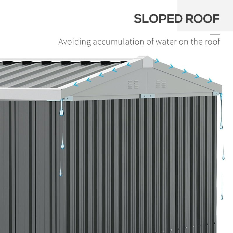 Large Metal Garden Shed - Grey - Trade Warehouse