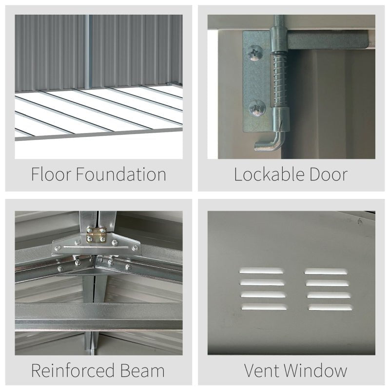 Large Metal Garden Shed - Grey - Trade Warehouse