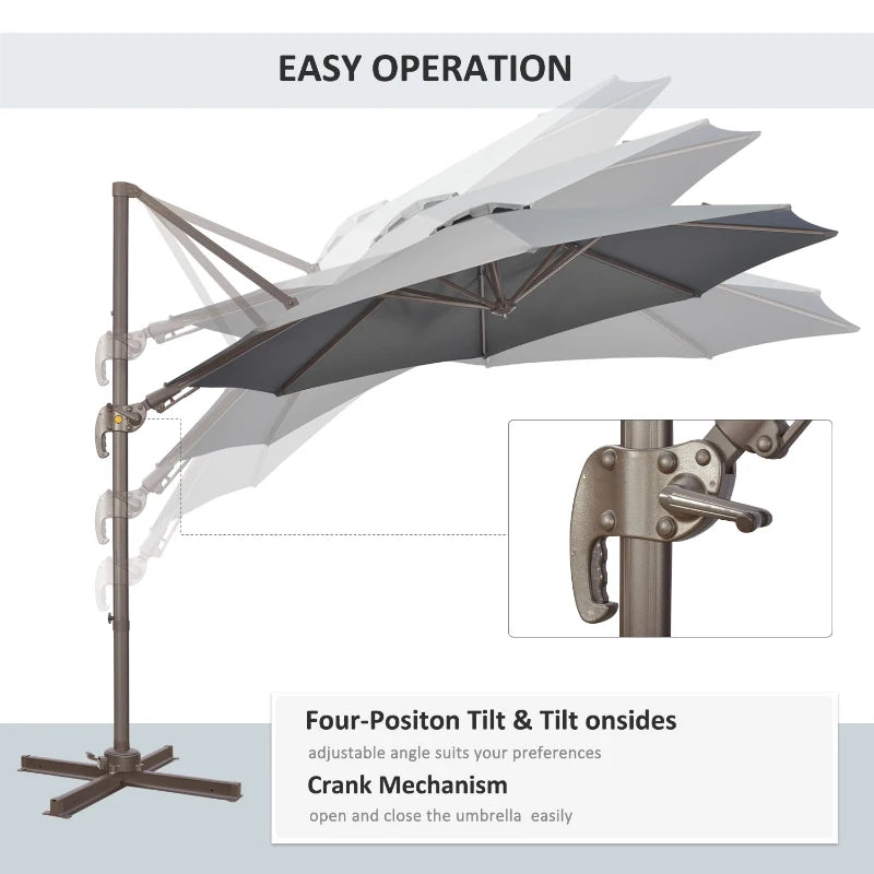 Dark Grey 3m 360° Rotation Parasol Shade