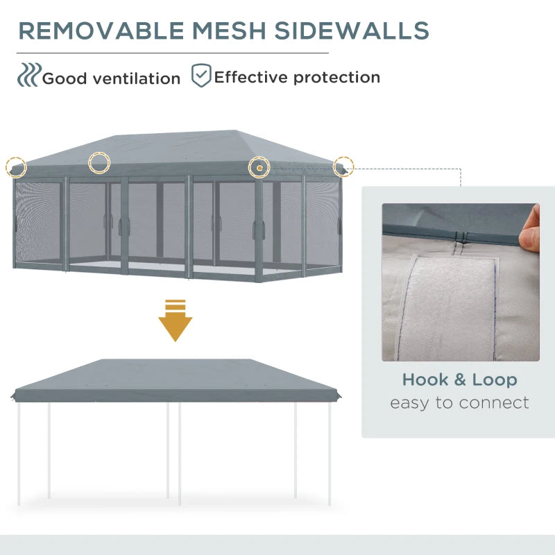 6m x 3m Pop Up Canopy with 6 Mesh Walls