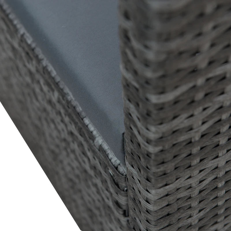 4 Piece Rattan Furniture Set with Cushions, Loveseat, 2 Armchairs and Glass Top Coffee Table