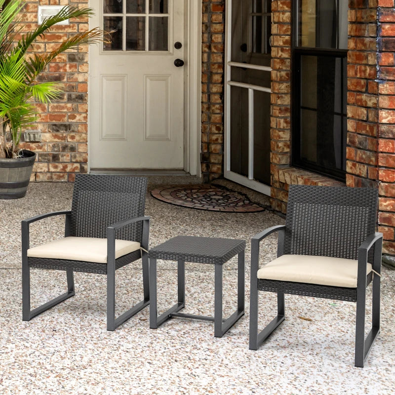 Brown Rattan Style Bistro Set - Conservatory Furniture
