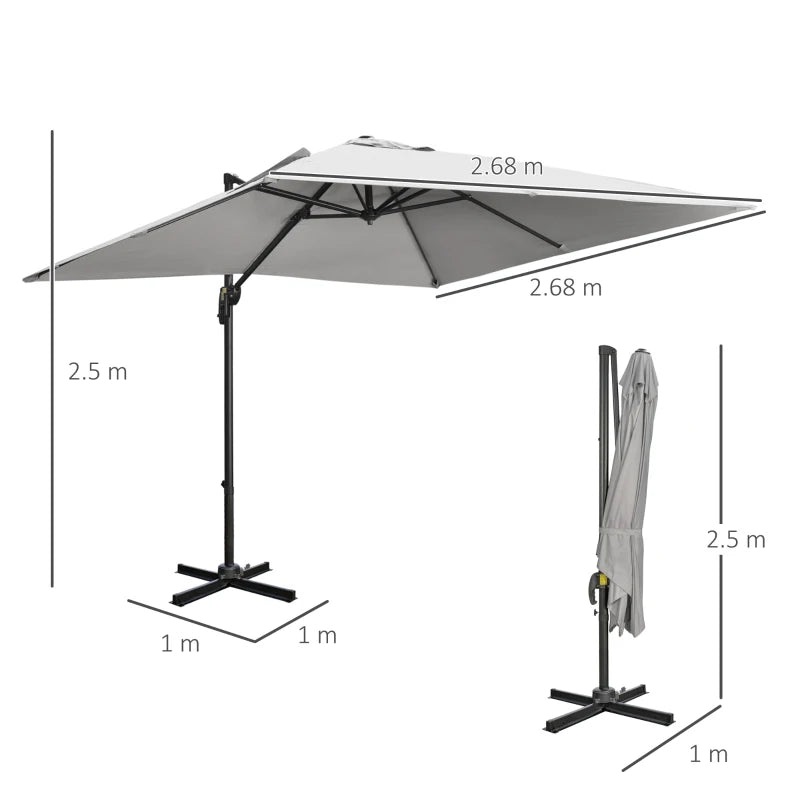 Grey Square Parasol With Cross Base