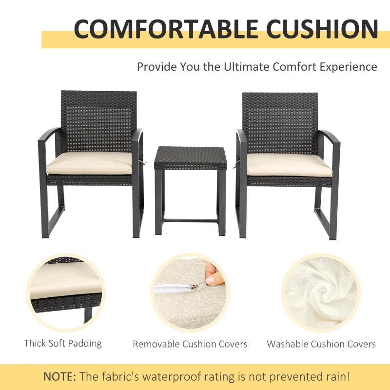 Brown Rattan Style Bistro Set - Conservatory Furniture