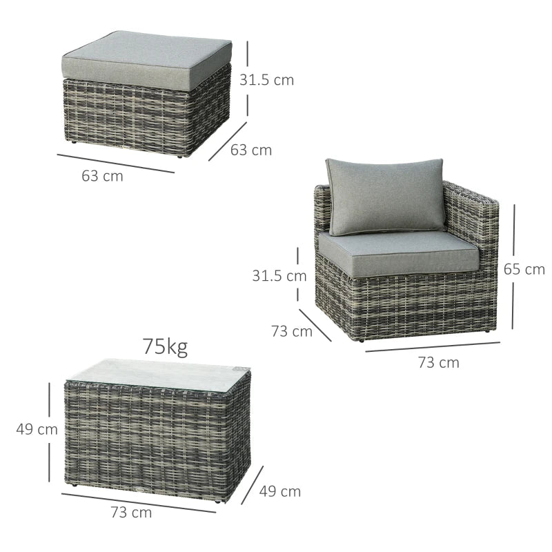 Mixed Grey Chaise Lounge Double Sofa Bed With Coffee Table & Footstool