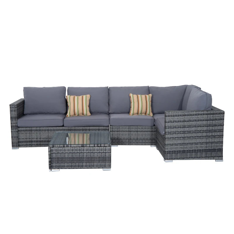 Grey 4 Piece Conservatory Dining Set With Coffee Table
