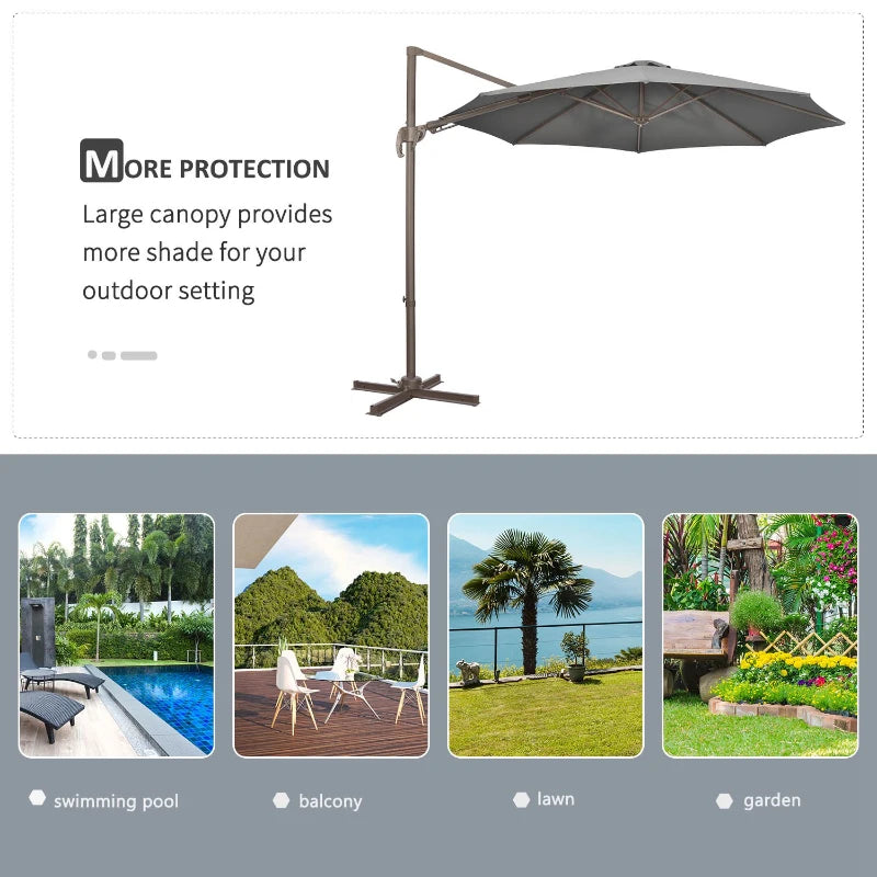 Dark Grey 3m 360° Rotation Parasol Shade