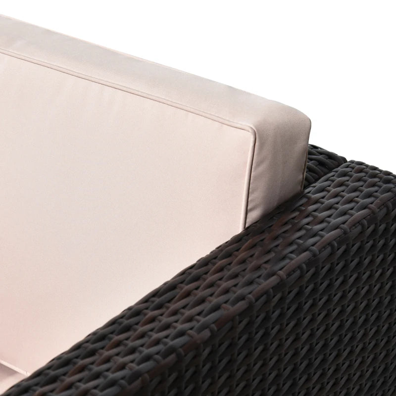 Brown 2-Seater Rattan Chair Set With Steel Frame