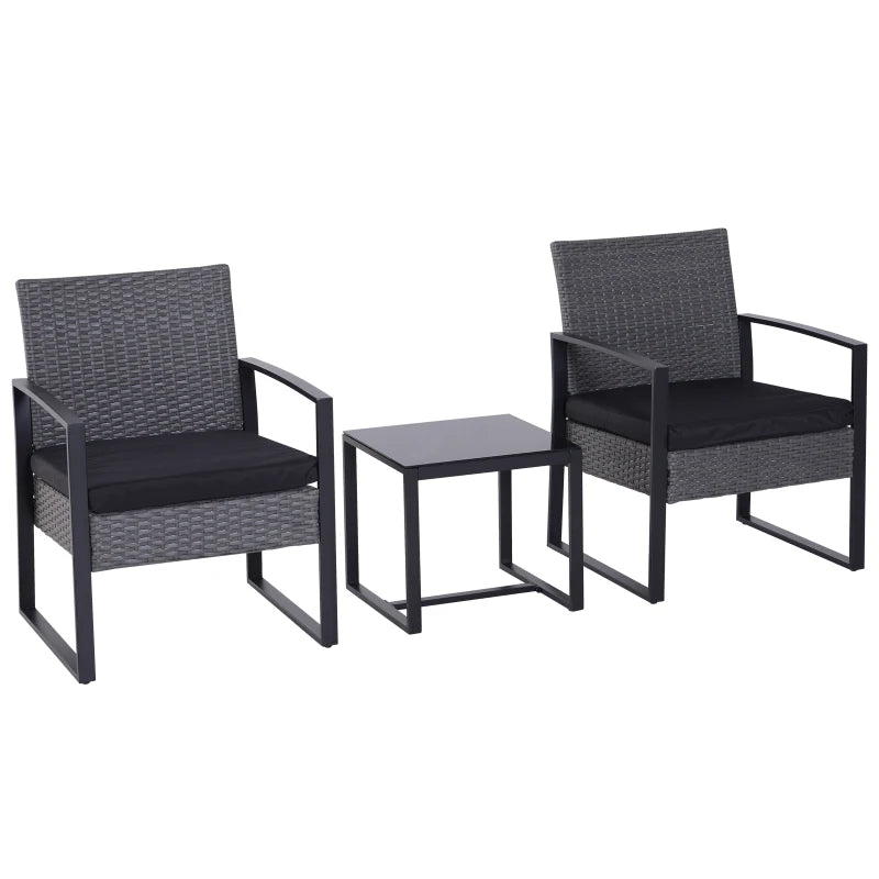Grey/Black Rattan 2 Seater Patio Set