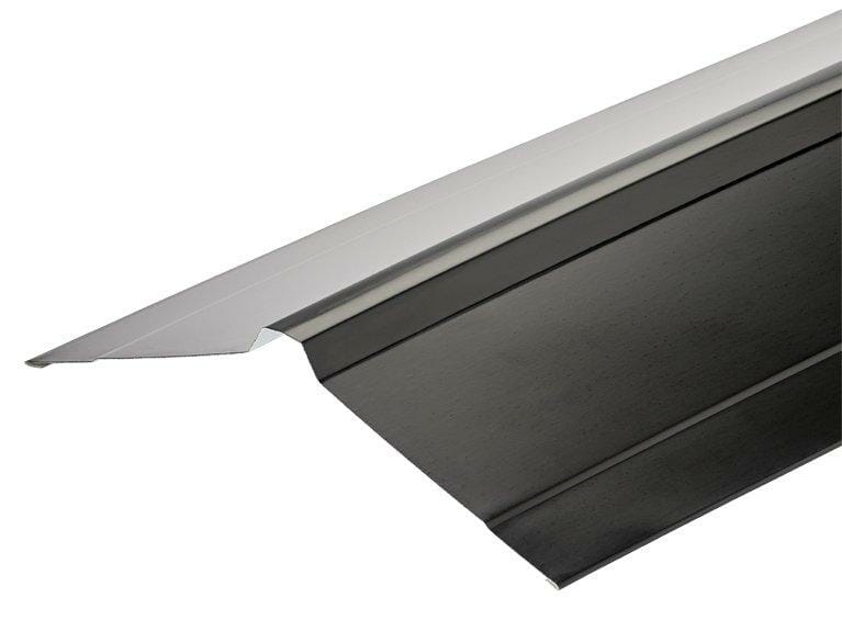 Metal Polyester Painted Black NORDIC Ridge Flashing 195mm x 195mm x 3000mm - Trade Warehouse