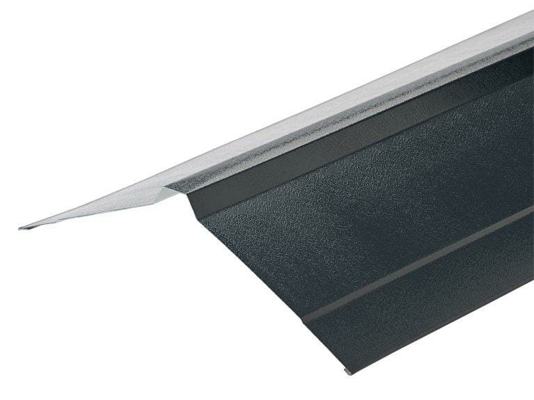 Metal PVC Plastiol Coated Anthracite NORDIC Ridge Flashing 195mm x 195mm x 3000mm - Trade Warehouse