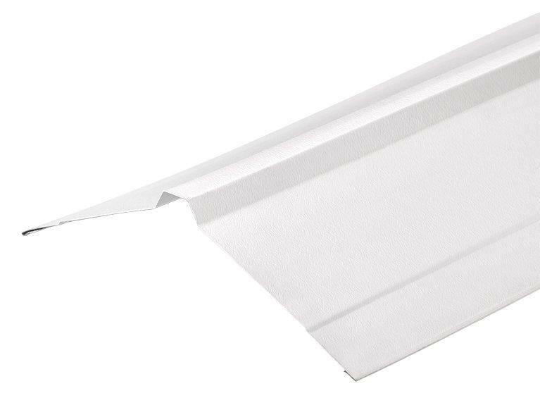 Metal PVC Plastiol Coated White NORDIC Ridge Flashing 195mm x 195mm x 3000mm - Trade Warehouse