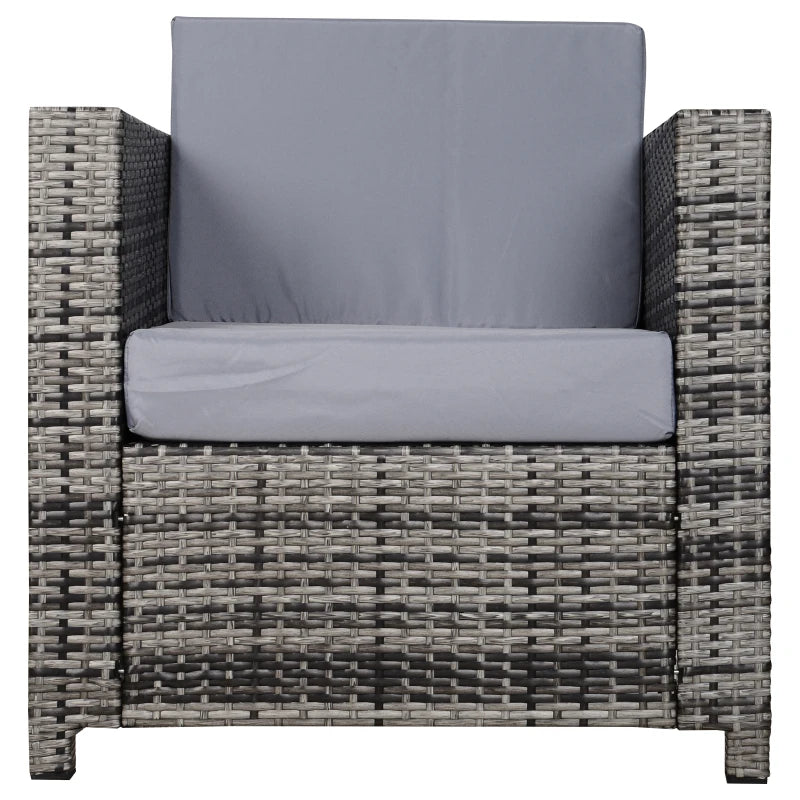 Grey Single Seater Rattan Armchair with Armrests