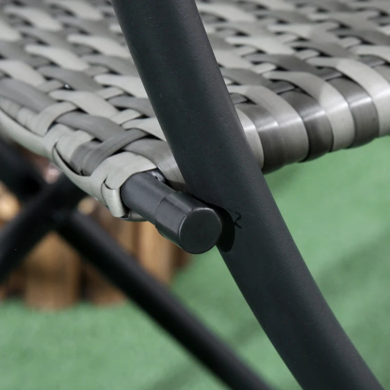 Grey Hand Woven Rattan Coffee Table and Chairs - Foldable