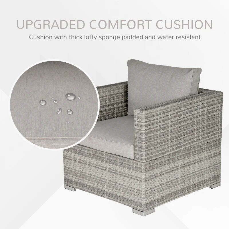 Light Grey Single Seater Rattan Chair with Padded Cushions