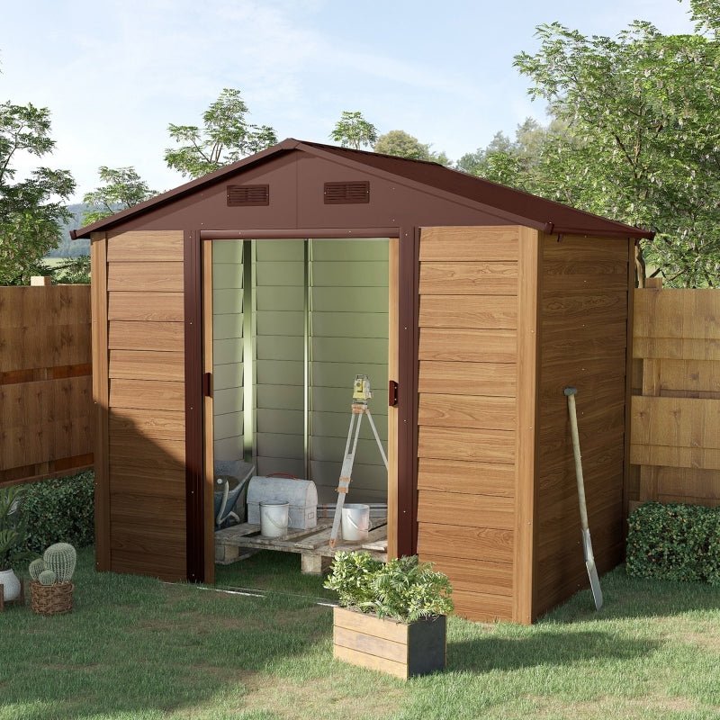 Natural Wood Garden Shed With Sliding Doors - Trade Warehouse