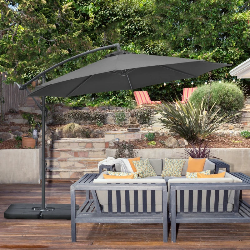 Black Banana Parasol With Adjustable Crank Handle