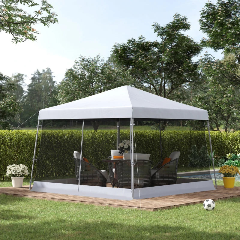 Wide Base Pop Up Gazebo With Mesh Screen Side Walls