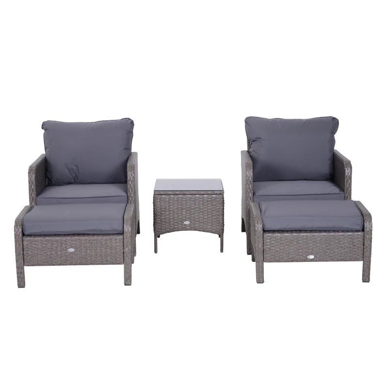 Grey 2-Seater Rattan Furniture Set With Steel Frame