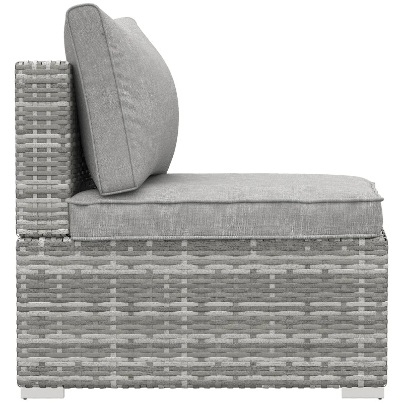 Light Grey Rattan Armless Chair with Adjustable Footpads and Back Support