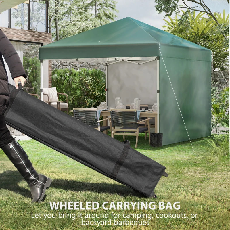 3m x 3m Green Pop Up Gazebo with 2 Sidewalls, Leg Weight Bags and Carry Bag