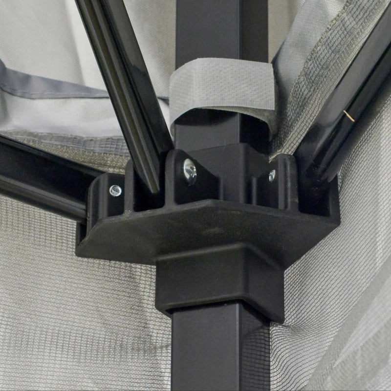 Outsunny 3.6 x 3.6 m Pop up Gazebo with Netting and Carry Bag, Height Adjustable Party Tent Instant Canopy Sun Shade Shelter, Grey