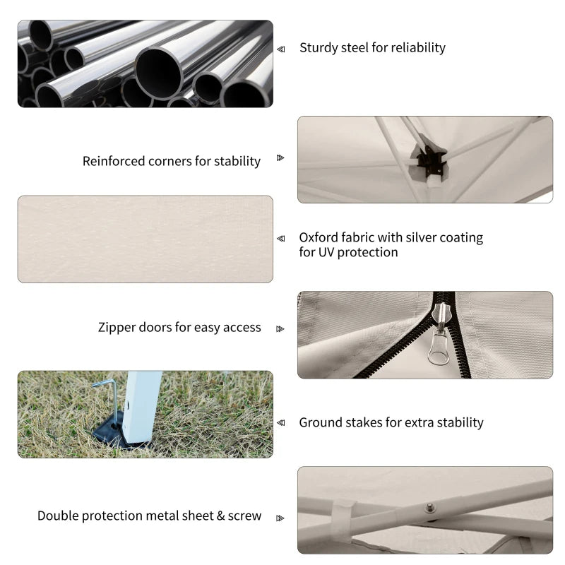 3m x 3m Pop Up Gazebo With Height Adjustable Mesh Screen House