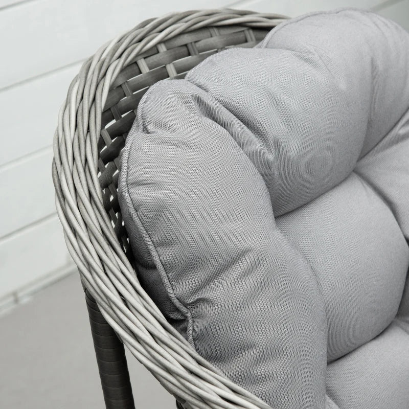 4 Pieces Outdoor PE Rattan Sofa Set with Glass Top Coffee Table, Mixed Grey