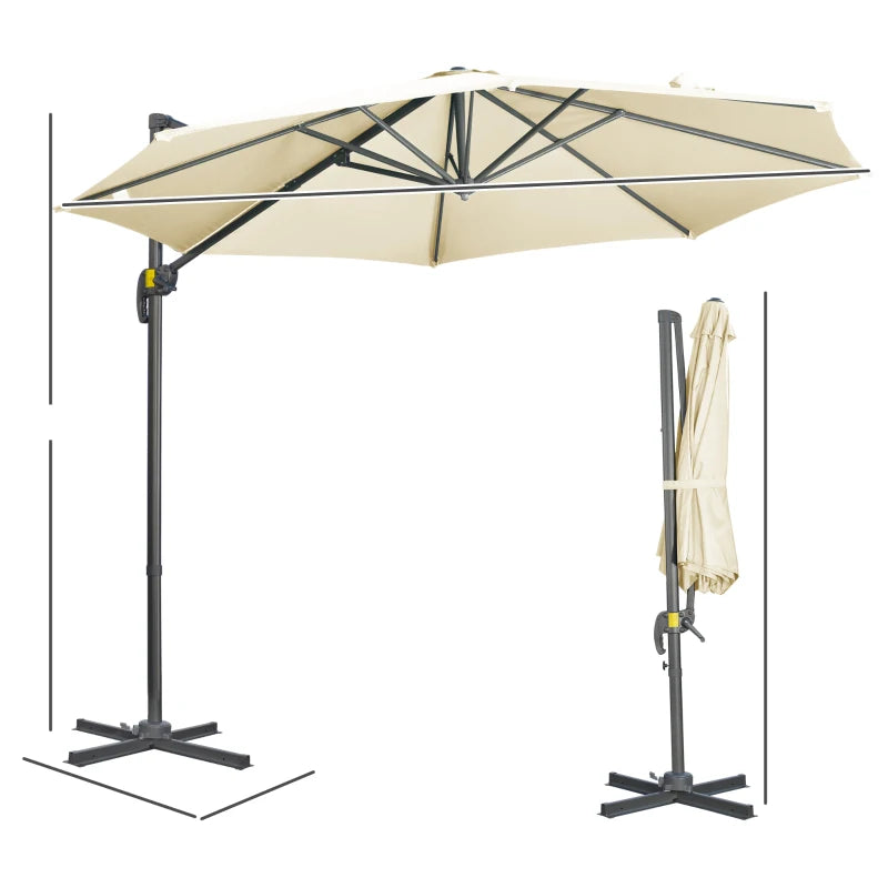 3m x 3m Cream Parasol With Crank Handle & Tilt