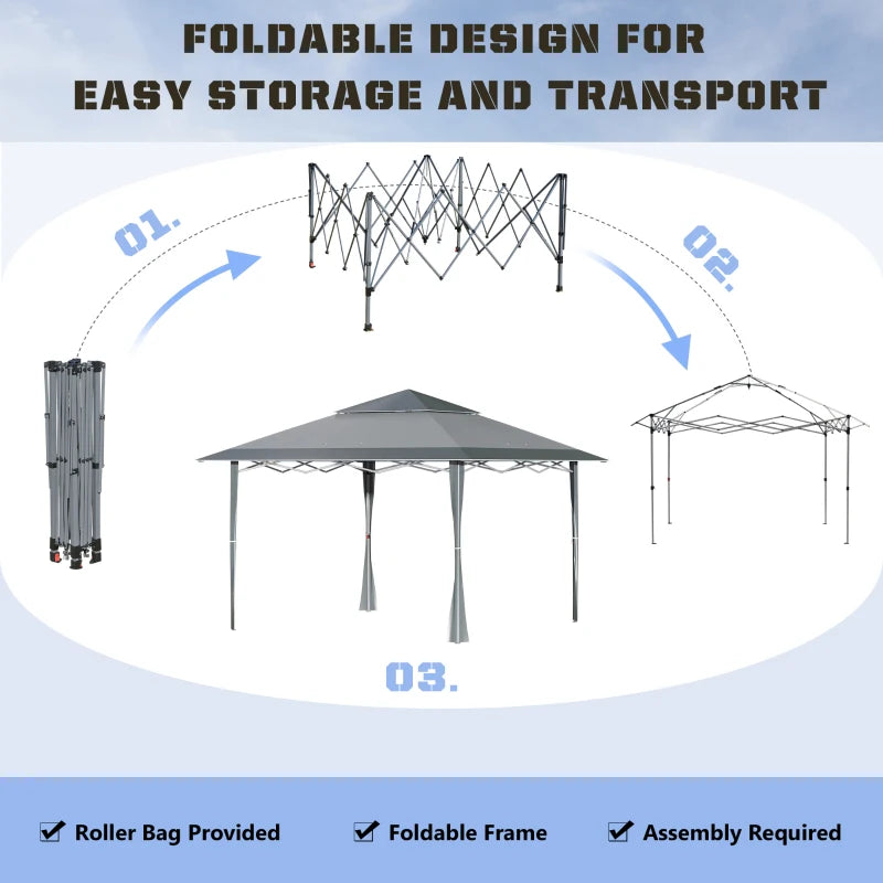 4m x 4m Dark Grey Pop-up Gazebo With Steel Frame