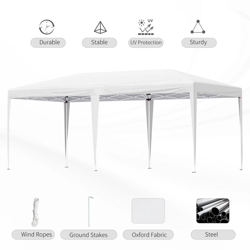 6m x 3m x 2.65m White Pop Up Gazebo