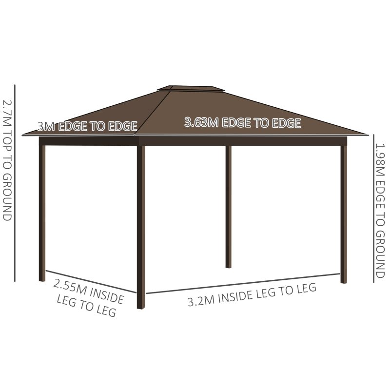 Outdoor Gazebo With Aluminium Frame & Metal Roof - Trade Warehouse
