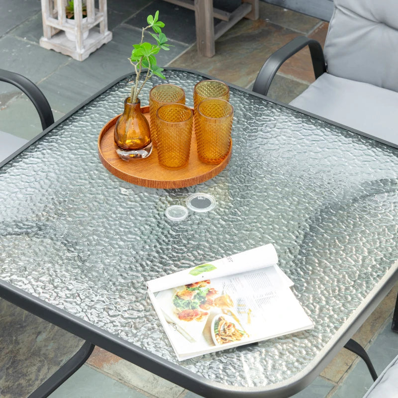 Black 5 Piece Outdoor Square Dining Set