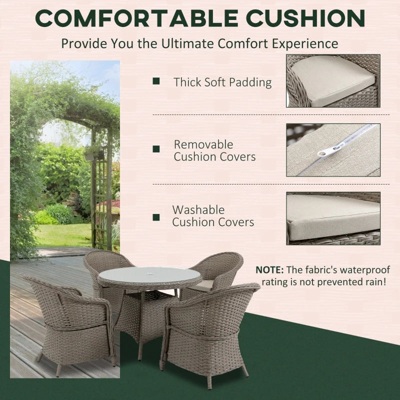 Luxury 4 Seater Rattan Dining Set With Curved Armchairs