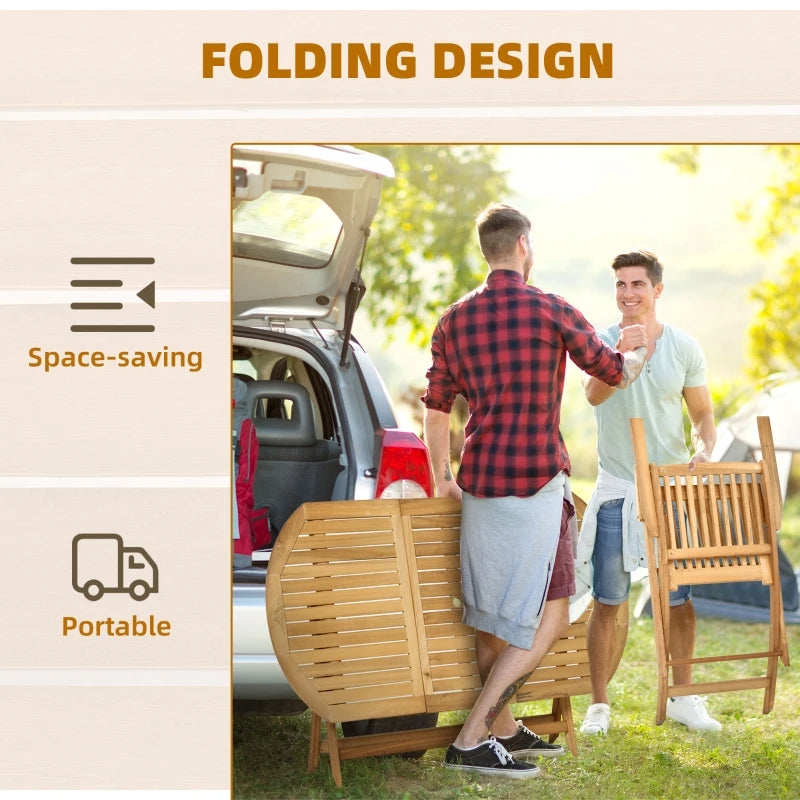 7 Piece Wooden Dining Set - Foldable Chairs