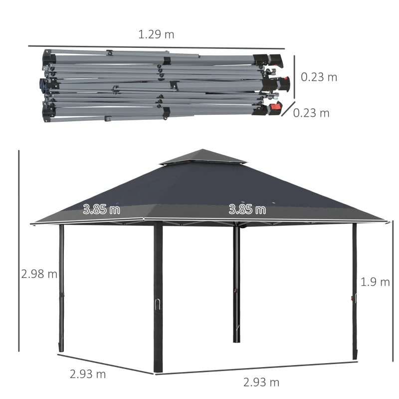 4m x 4m Pop-up Gazebo Double Roof Canopy with UV Proof, Roller Bag & Adjustable Legs