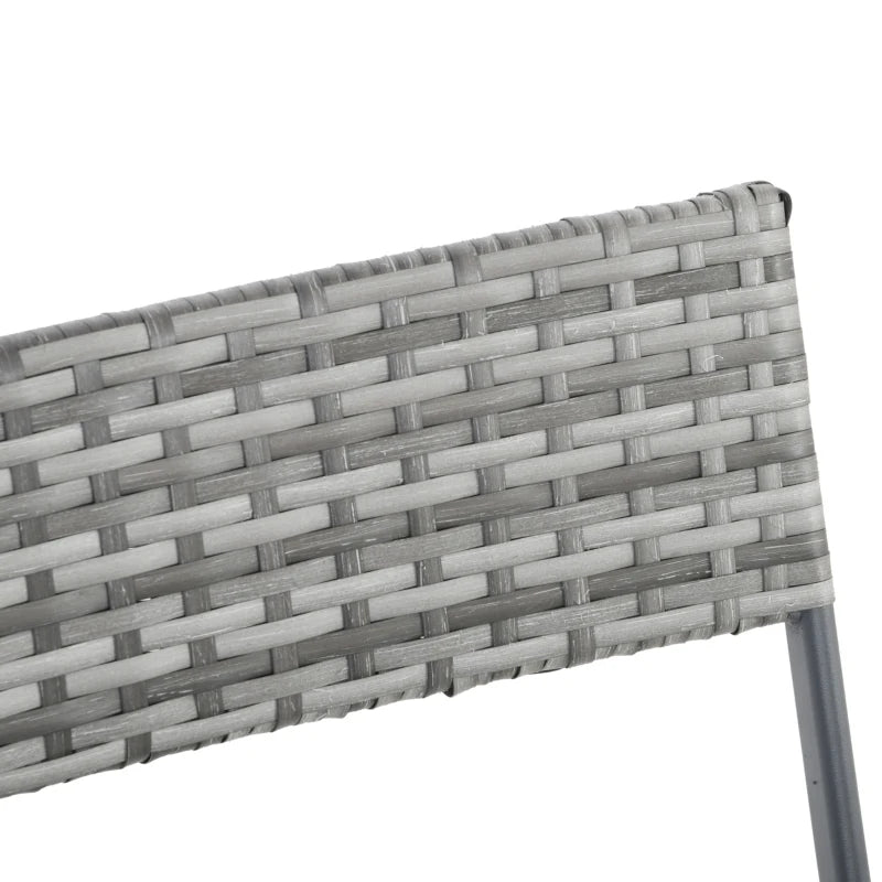 Grey 2 Seater Foldable Rattan Bistro Set With Square Table