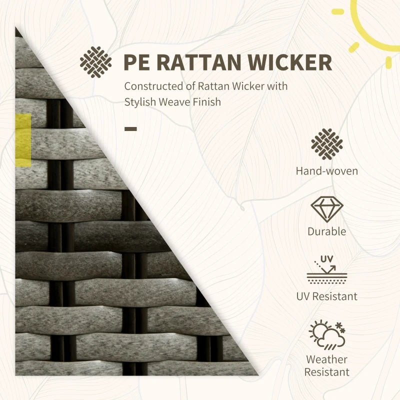 Curved Rattan Bistro Set | 2 Armchairs & Table With Cushions & Glass Tabletop