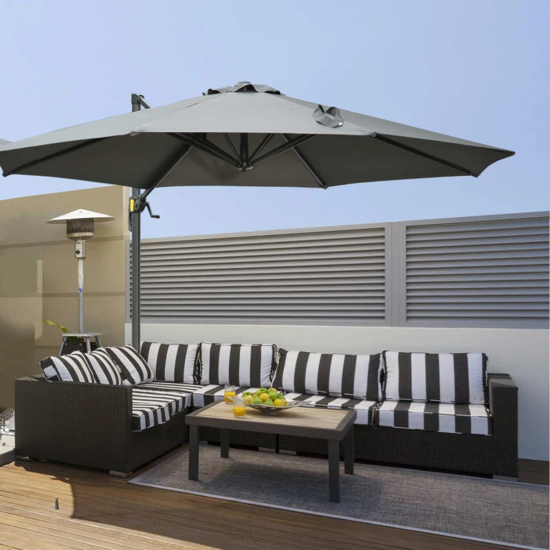 2.95H x 2.5m Dark Grey 360° Adjustable Cantilever Parasol