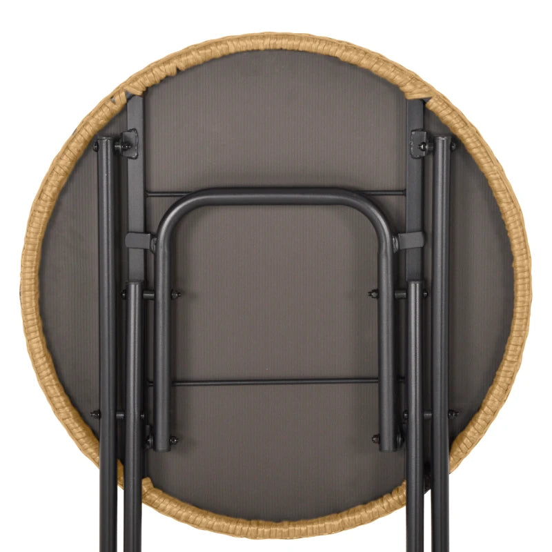 Natural Brown Wicker Bistro Set With Foldable Table