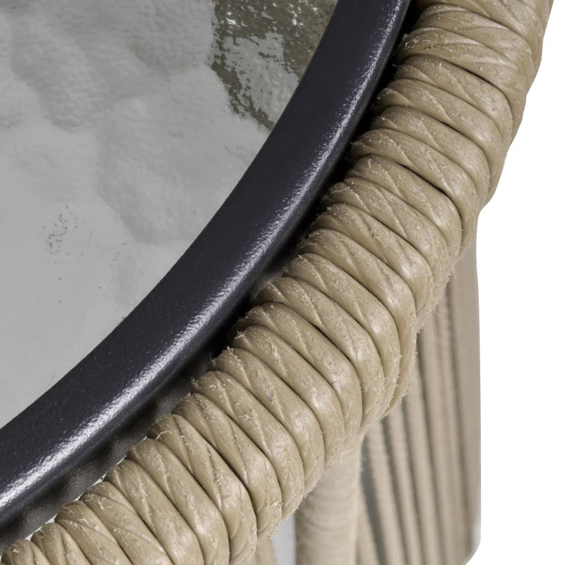 3 Piece Balcony Bistro Set With Metal Frame Wrapped in Brown Wicker