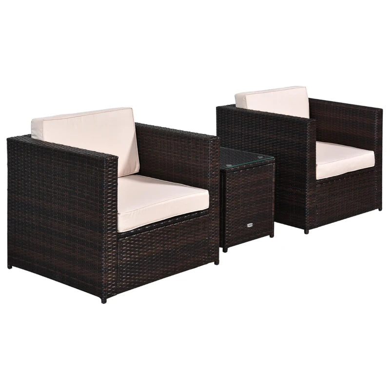 Brown 2-Seater Rattan Chair Set With Steel Frame
