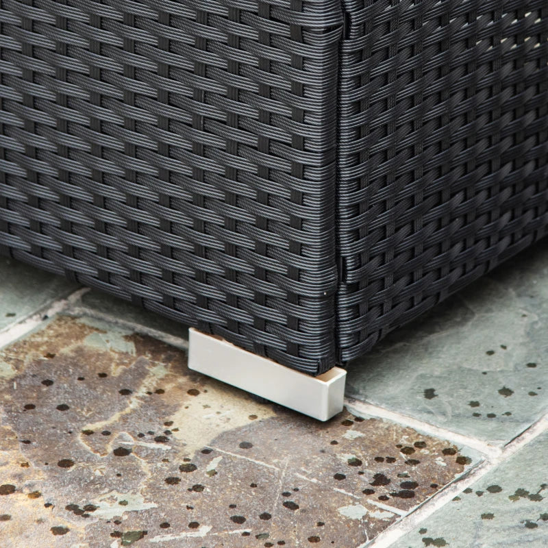 Black 4 Piece Rattan Furniture Set with Cream Cushions, 2 Armchairs and Glass Top Coffee Table