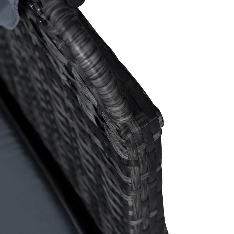 Grey 5 Piece Rattan Furniture Set With Reclining Sofa & Dining Table Set