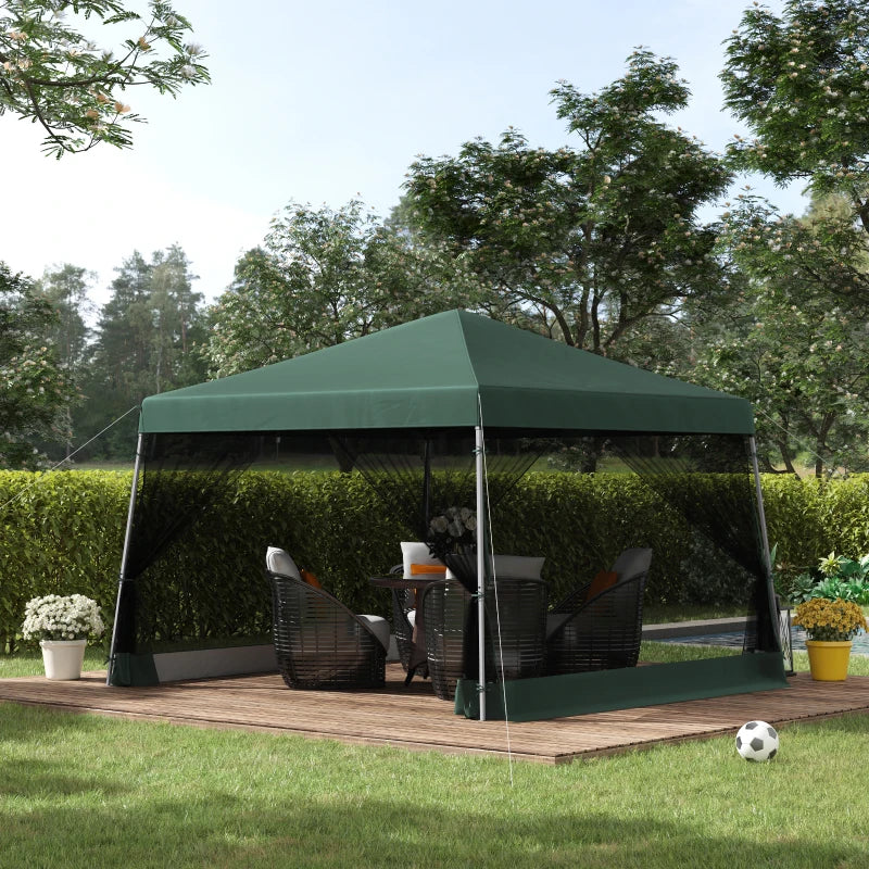 Green Outdoor Garden Pop-up Gazebo Canopy Tent Swith Mesh Screen Side Walls
