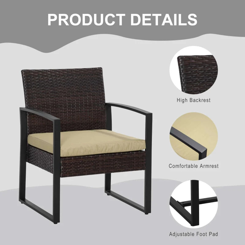 Beige Rattan Bistro Set With Coffee Table